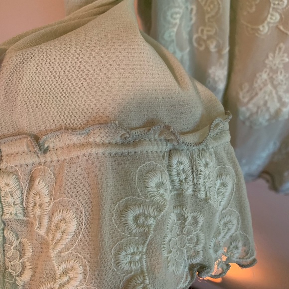 ☢️3 For $20.Boho Cover up vintage,light green,lace size L. - Picture 4 of 4